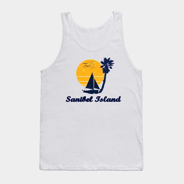 Sanibel Island. Sunset Palm Tree Sailor Bot Summer Design Tank Top by FromHamburg